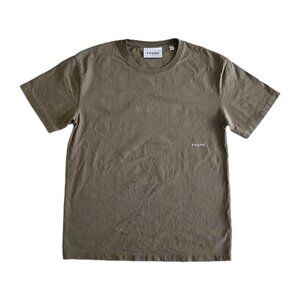 Frame T Shirt Mens S Khaki SS Crewneck Elevated Basic Logo Cotton Preppy Edgy